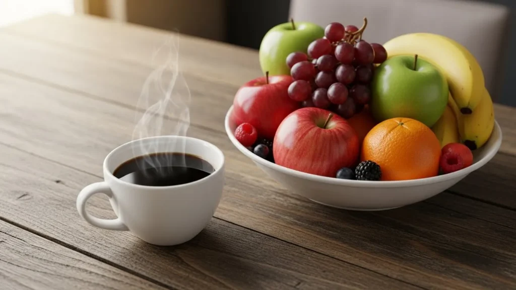 Café e frutas