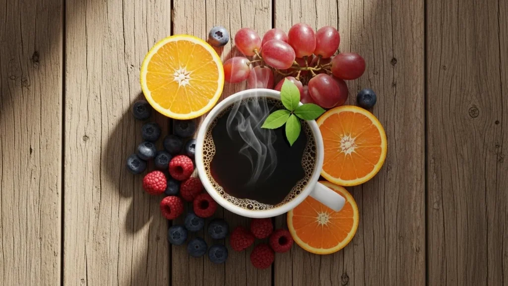 Café e frutas