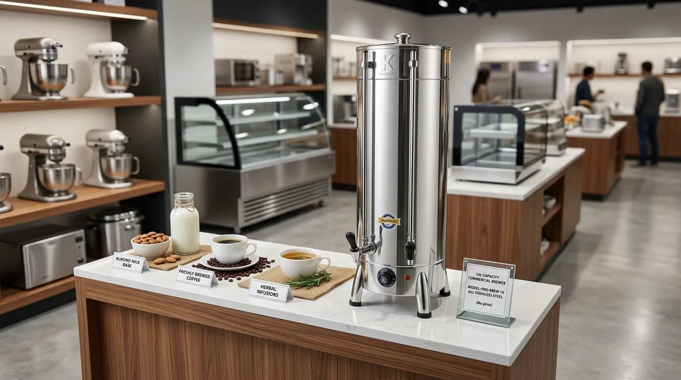 Cafeteira industrial com controle de temperatura e grande capacidade